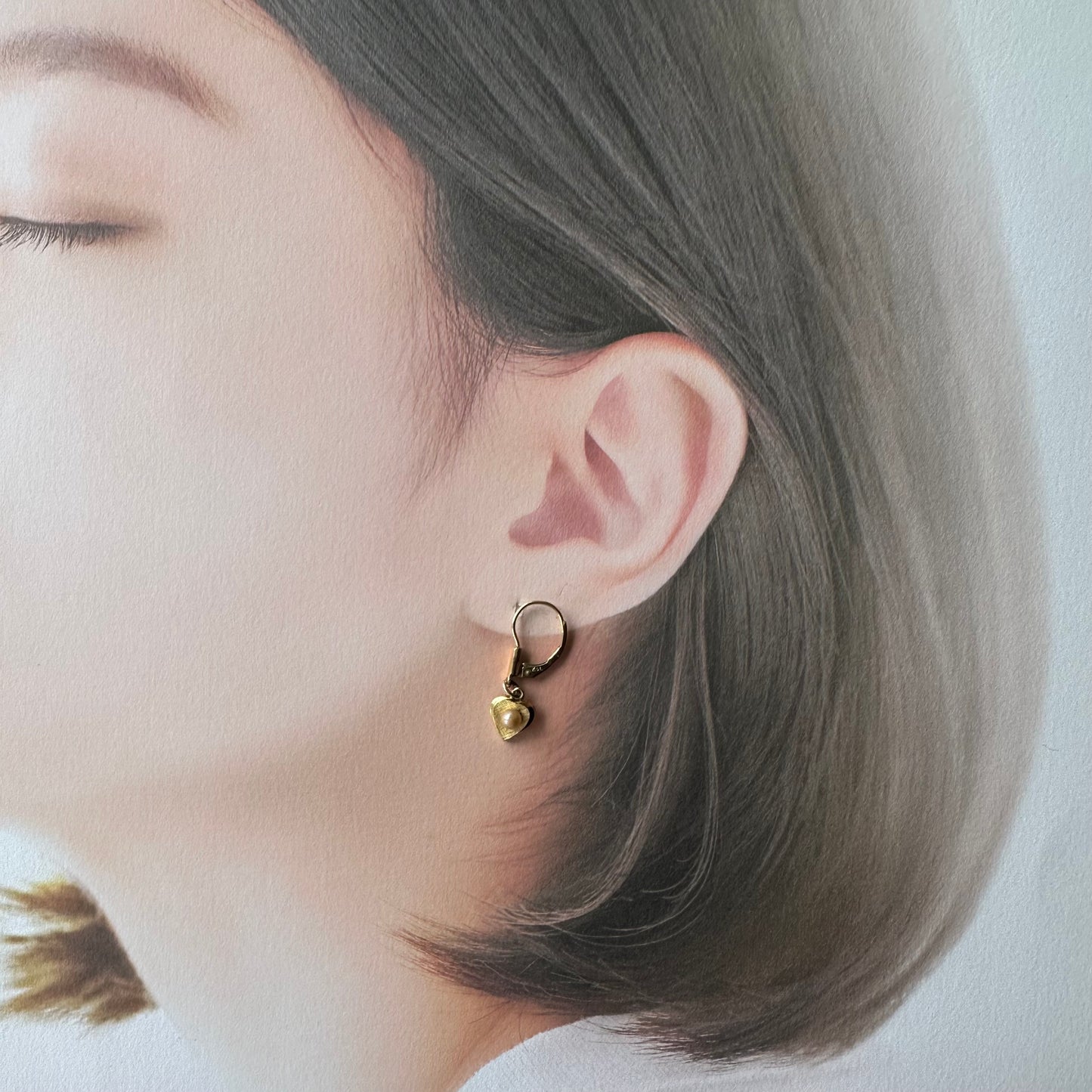 K&L 14ctロールドゴールド&グラスパール ハートピアス