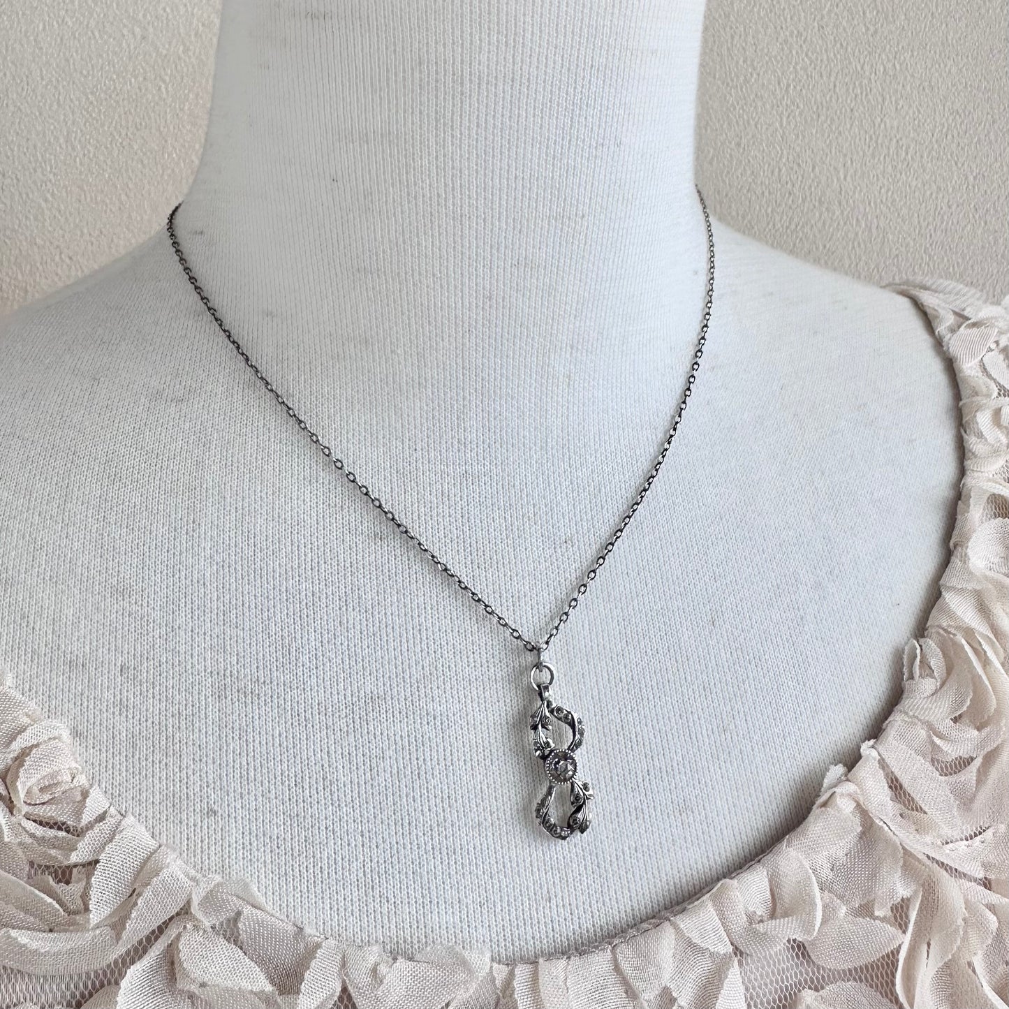 アンティーク クリアグラス ペンダントトップ