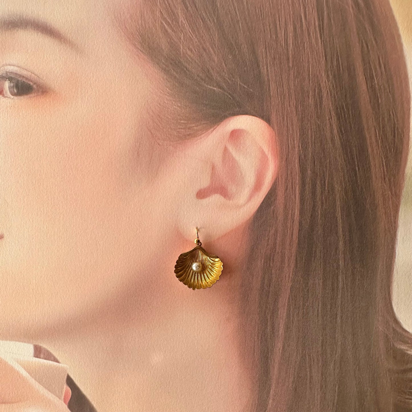 シェル&グラスパール ヴィンテージピアス