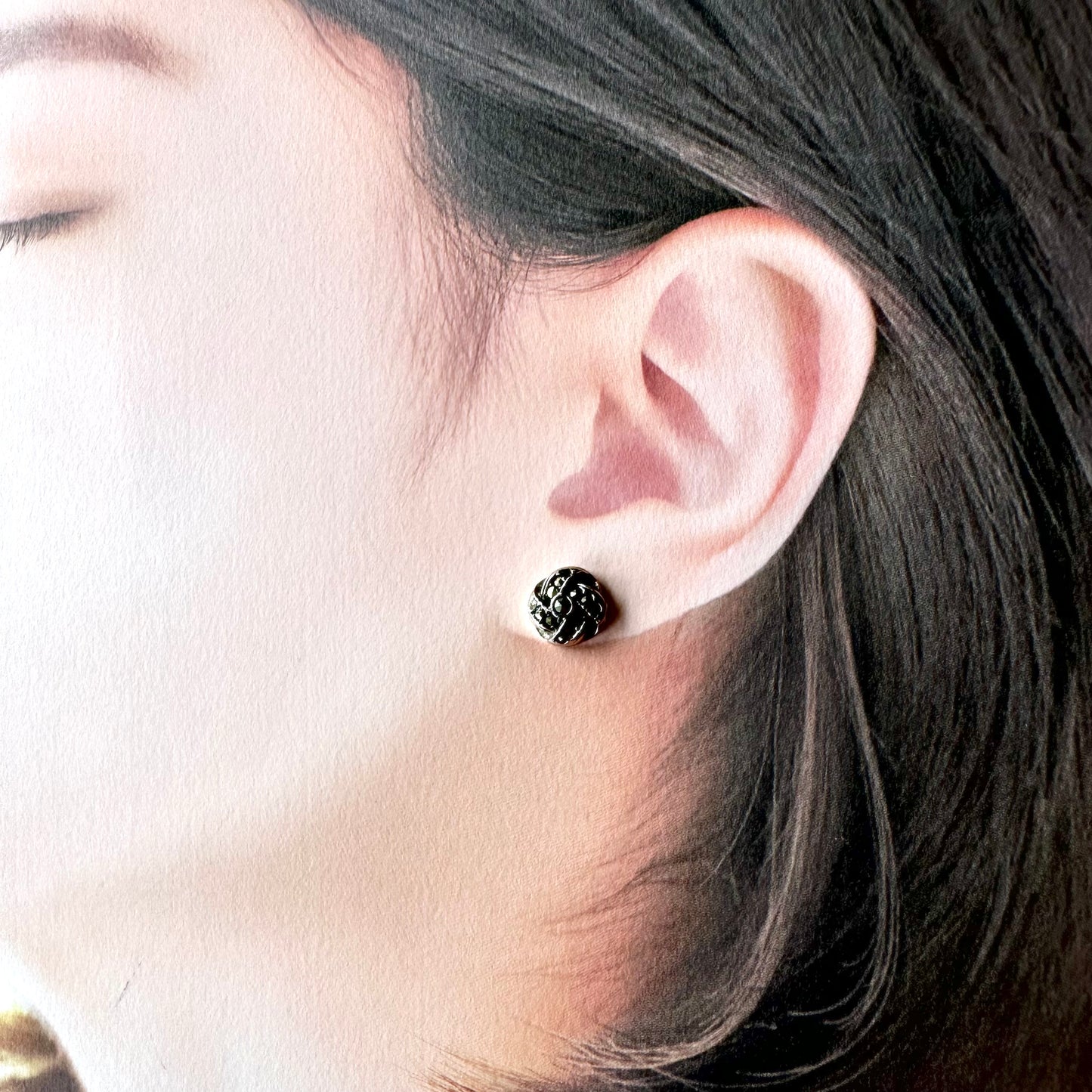 シルバー&マーカサイト フックピアス