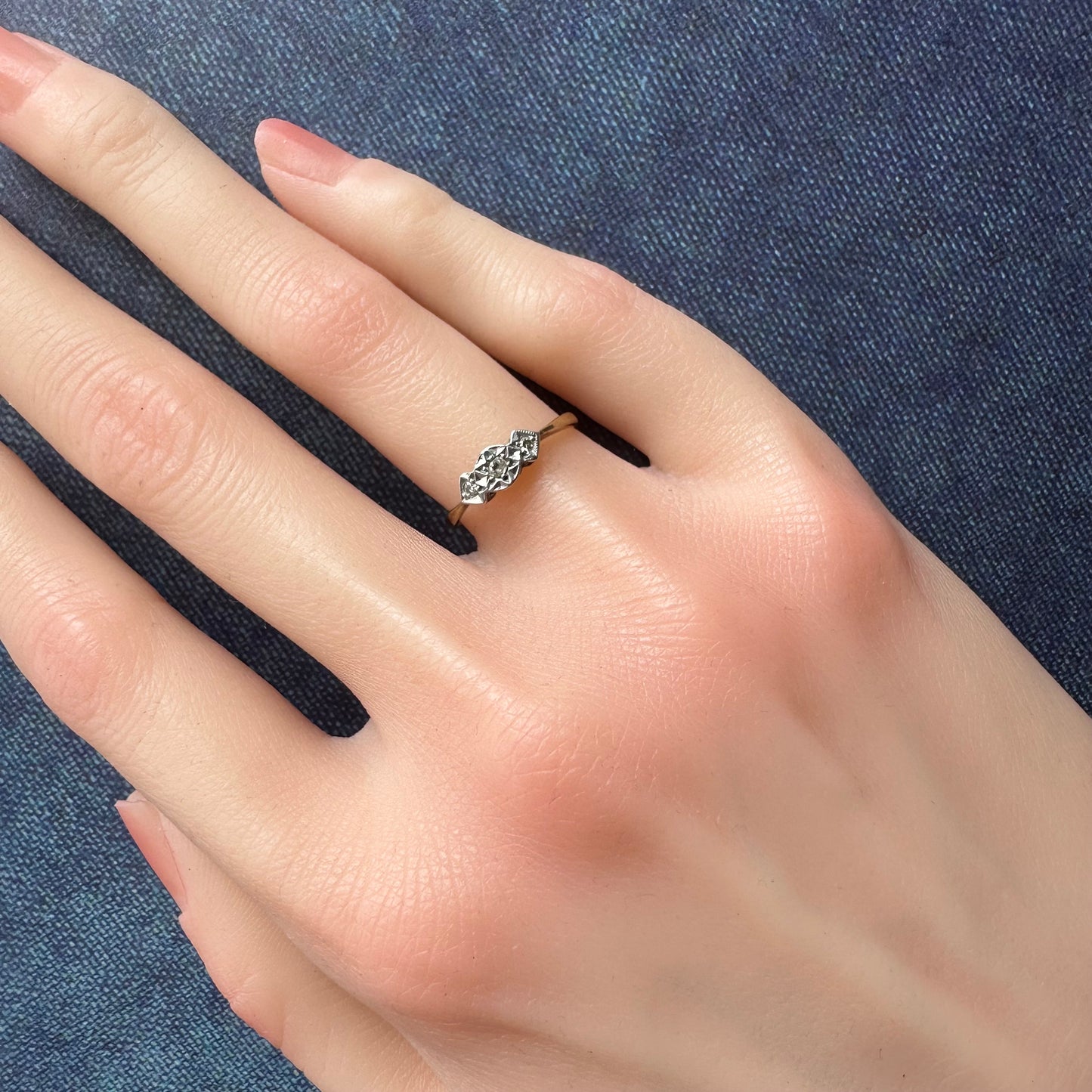 18ctゴールド&プラチナ ダイヤモンドリング 11号(鑑別書付)