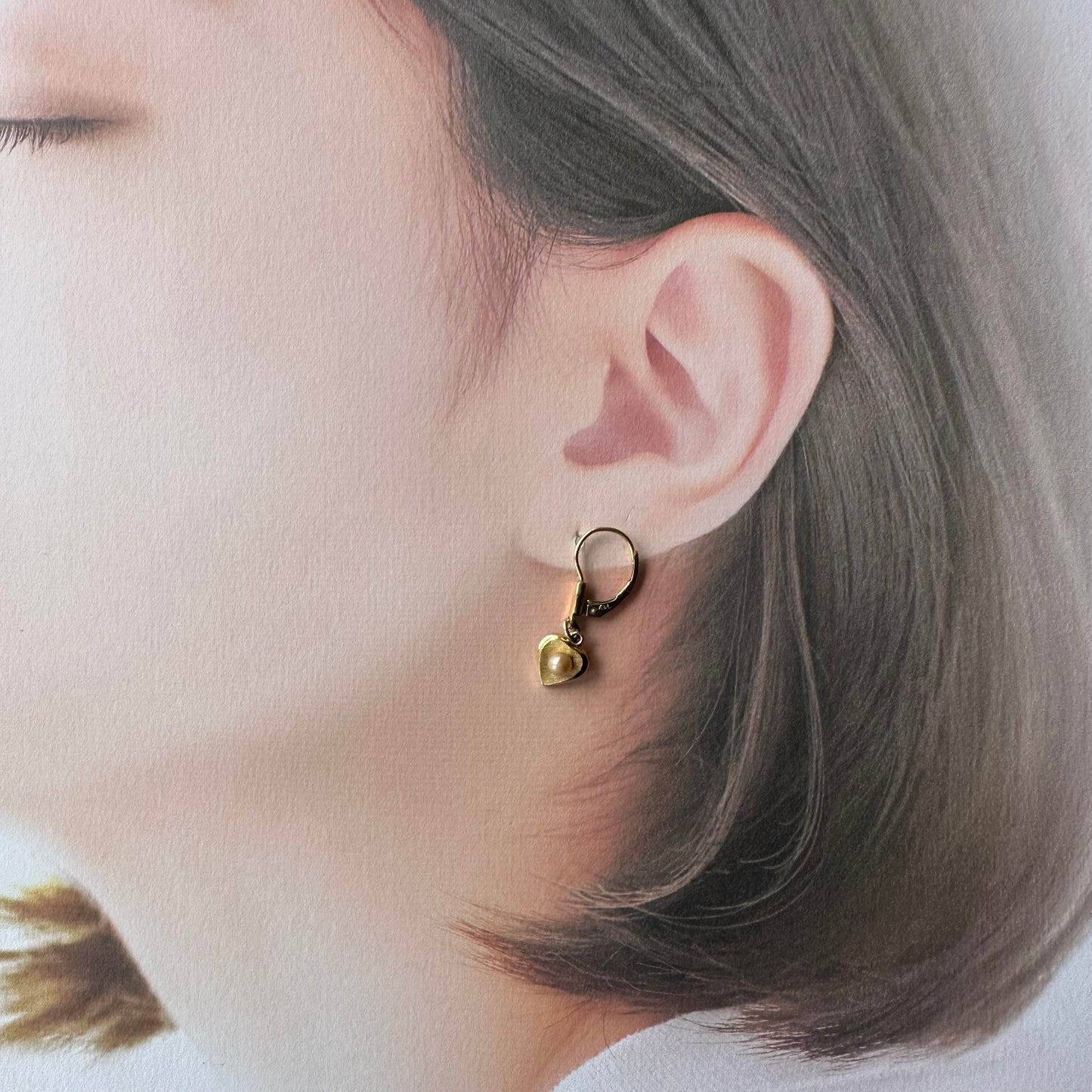 K&L 14ctロールドゴールド&グラスパール ハートピアス
