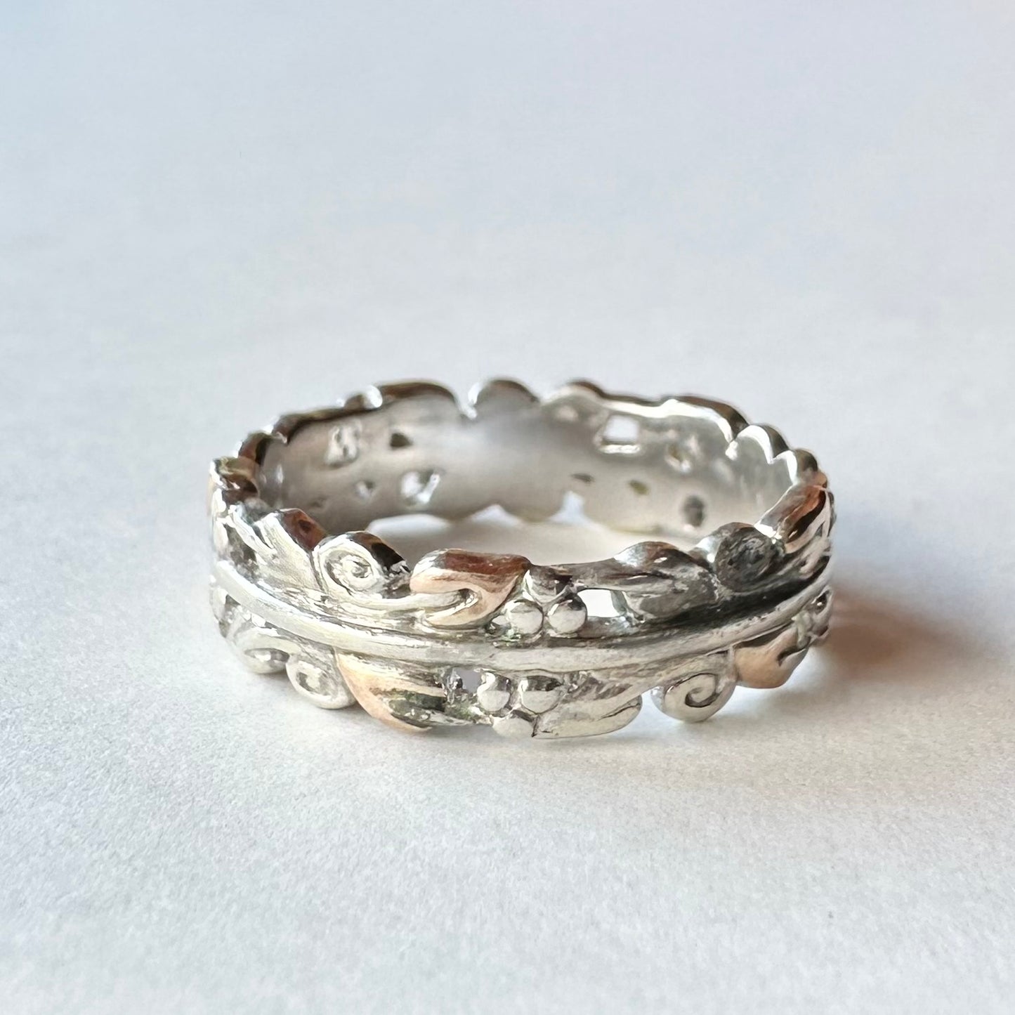 ツリーオブライフ CLOGAU スターリングシルバー&ウェルシュゴールドリング 12号