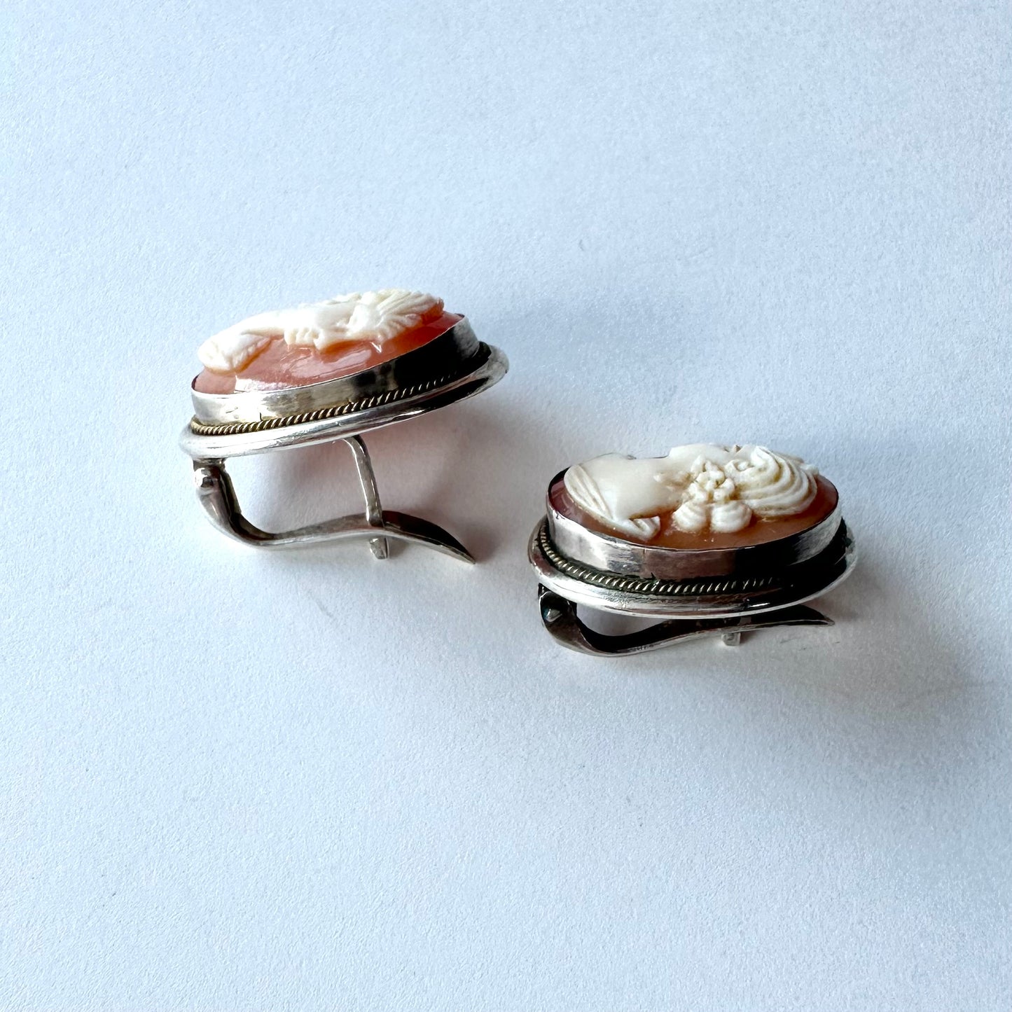 シェルカメオ シルバー ヴィンテージピアス