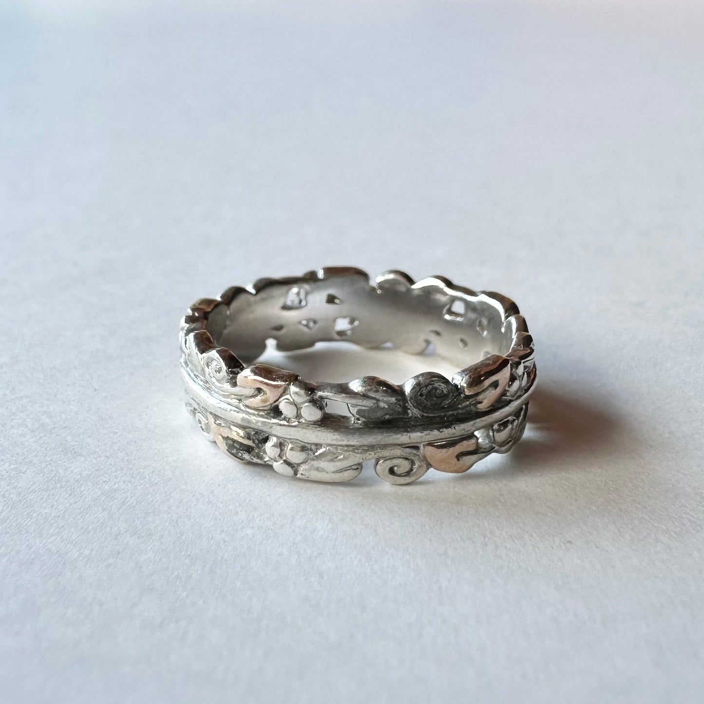 ツリーオブライフ CLOGAU スターリングシルバー&ウェルシュゴールドリング 12号