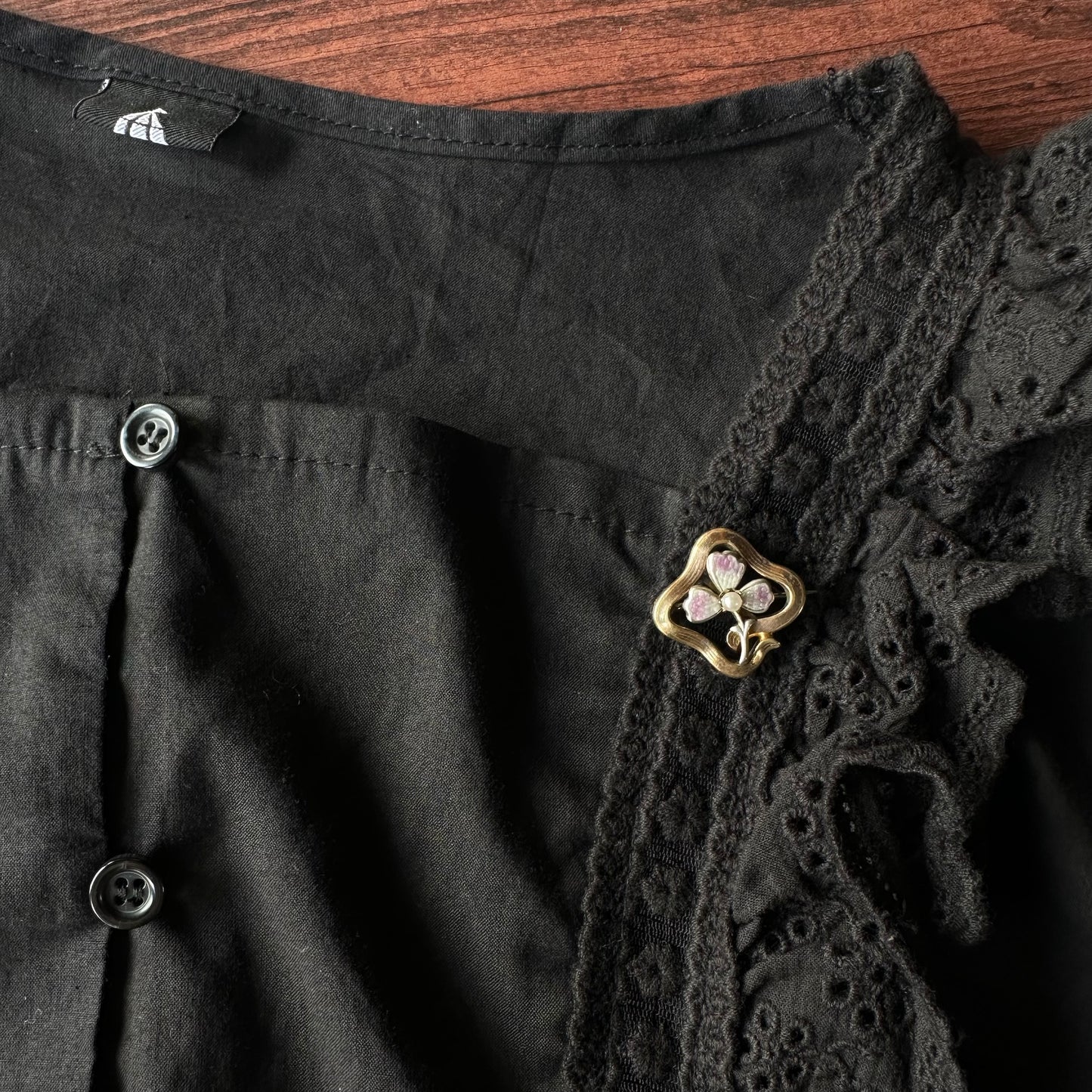 ロールドゴールド エナメル パープルクローバー ブローチ