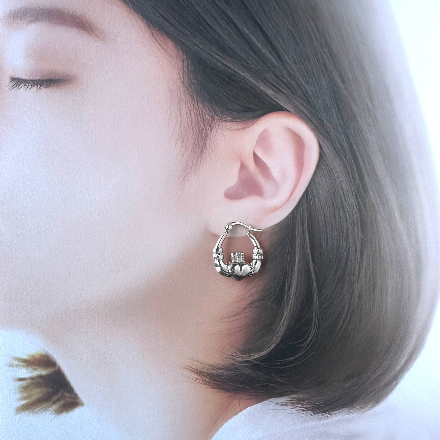 スターリングシルバー クラダ フープピアス