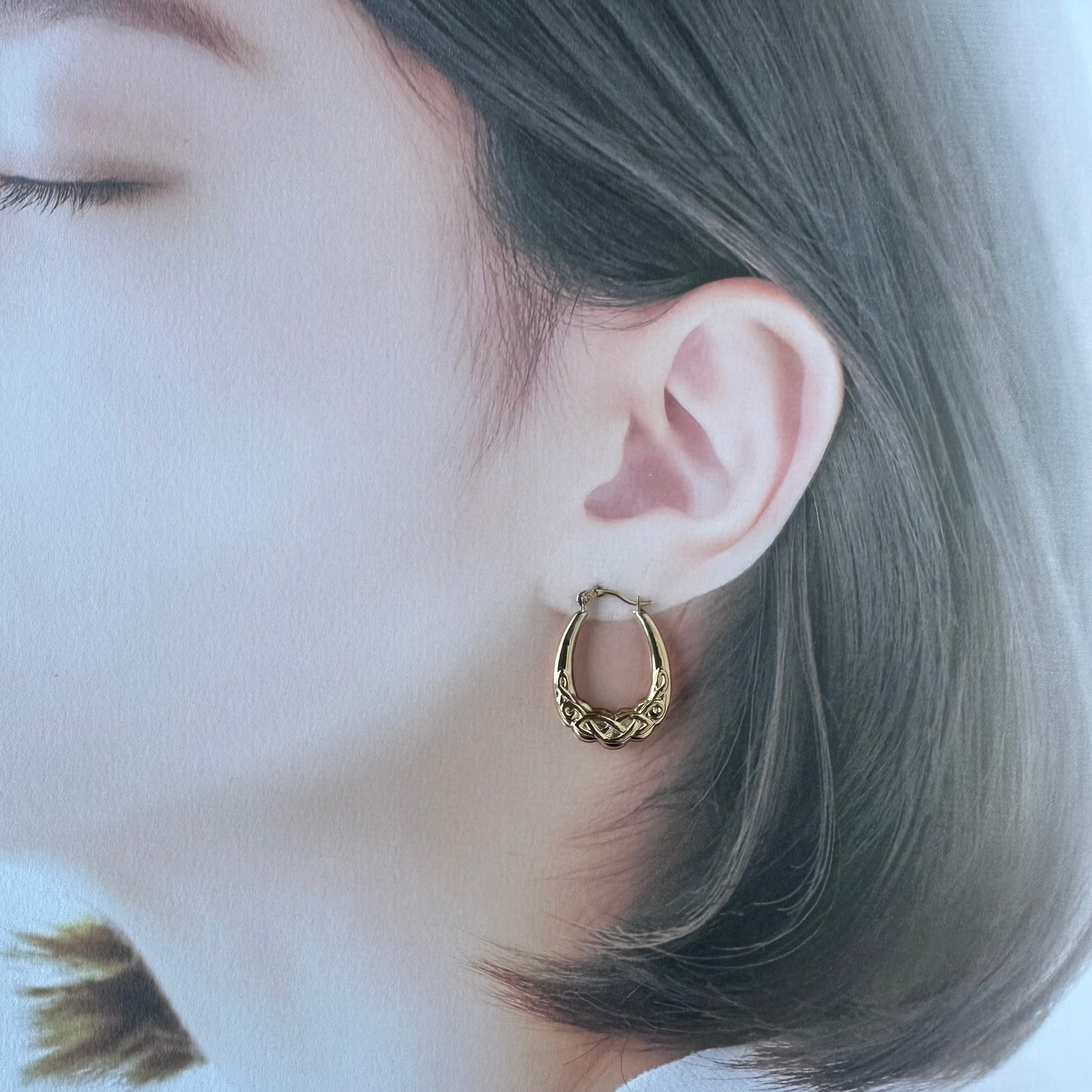 9ctゴールド ケルトモチーフ フープピアス