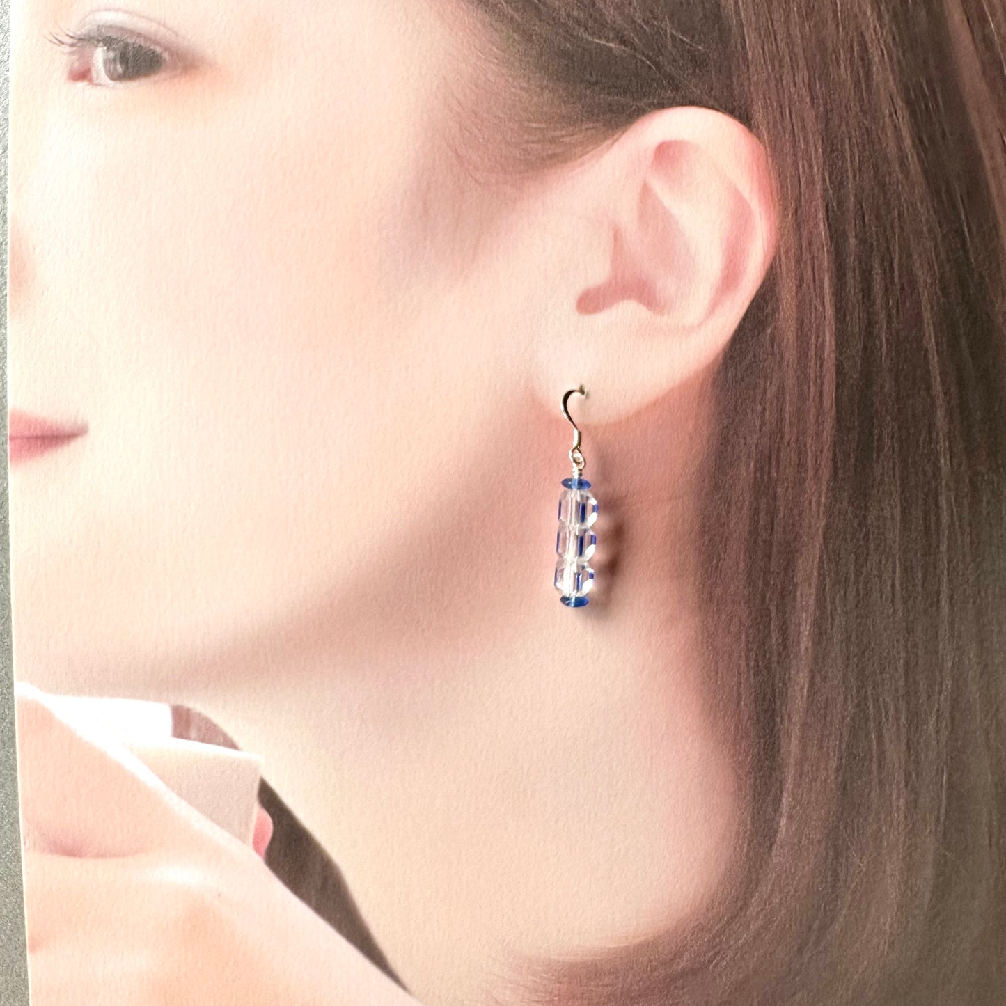 ブルー&クリア バイカラーグラス ピアス