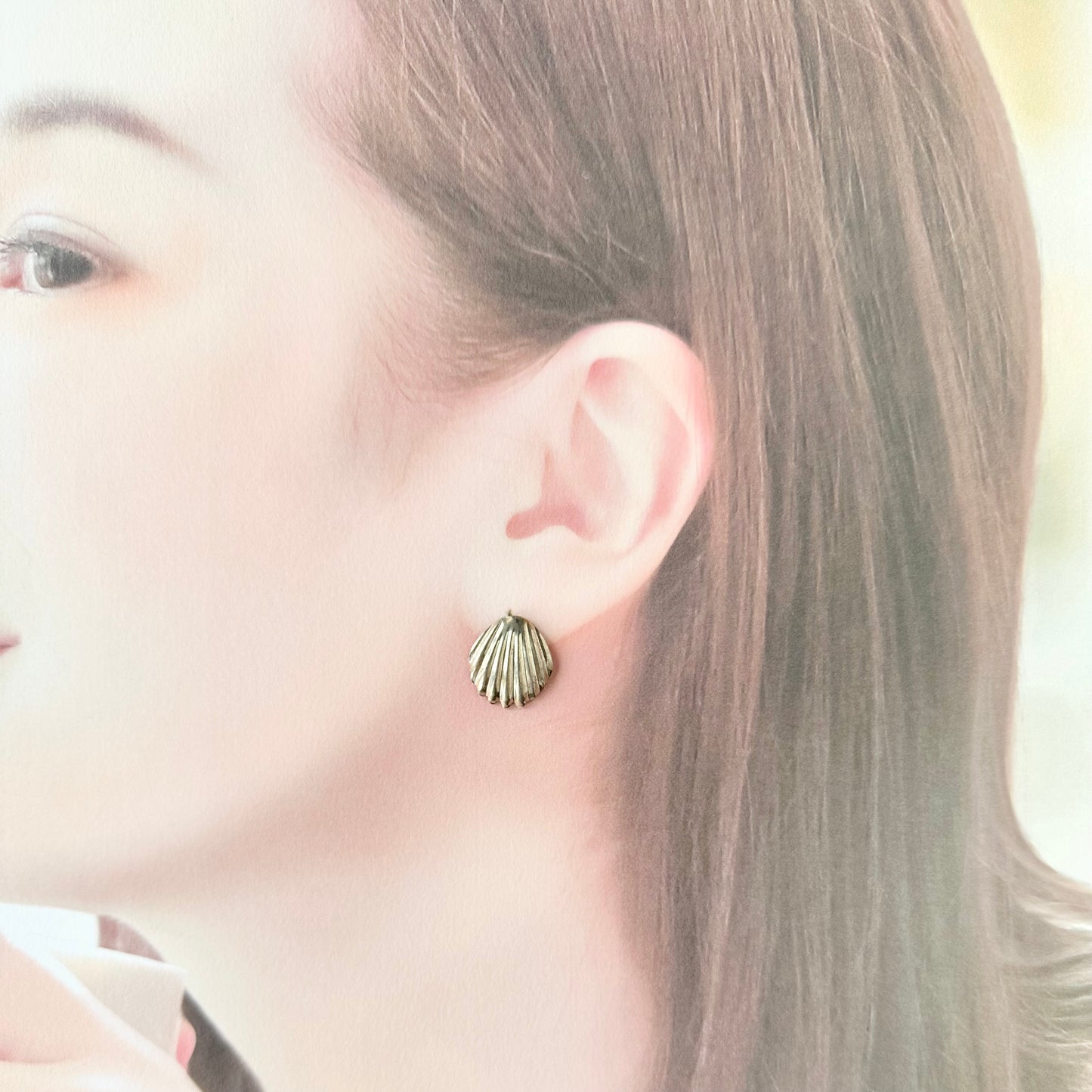 アンティーク シルバー シェル ピアス