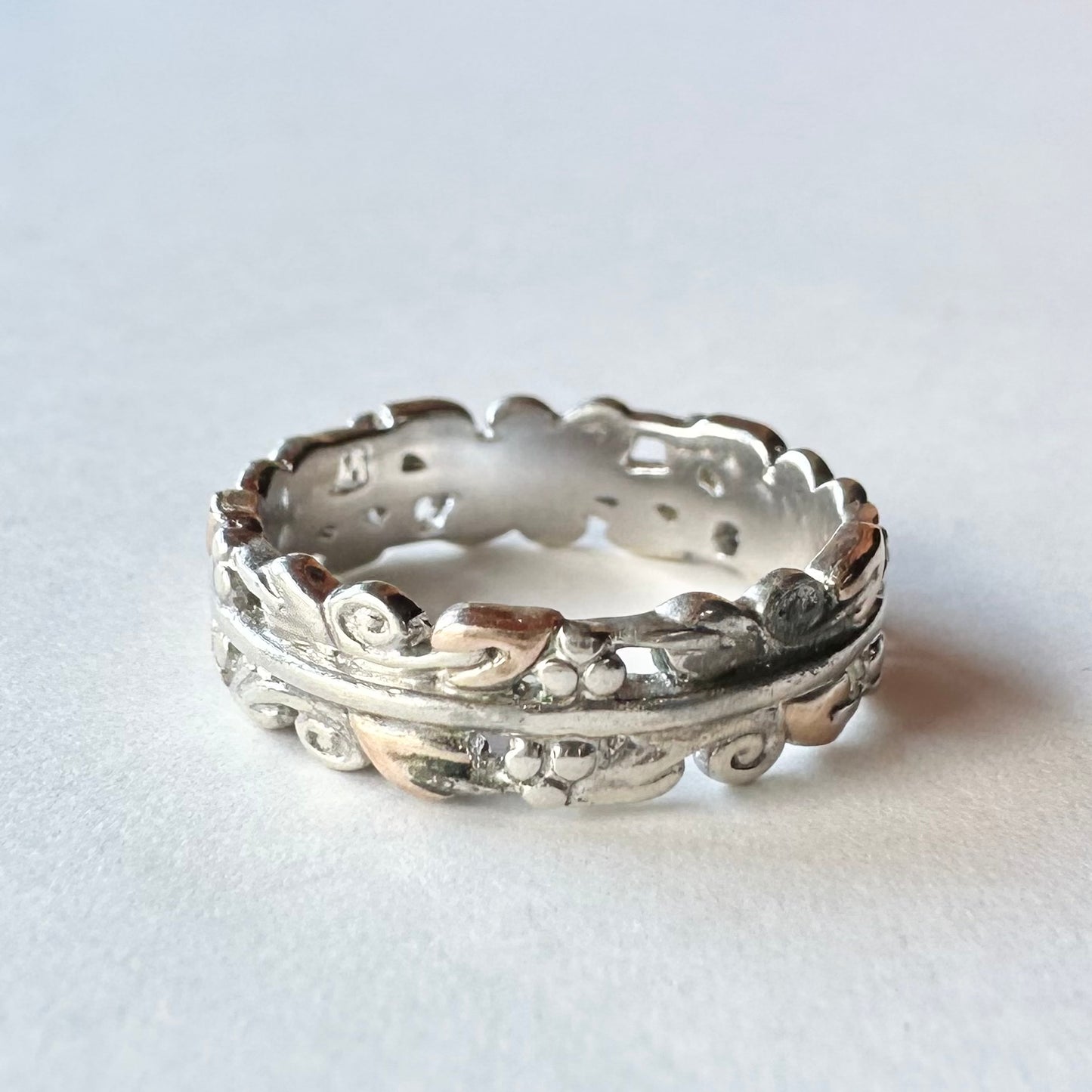 ツリーオブライフ CLOGAU スターリングシルバー&ウェルシュゴールドリング 12号