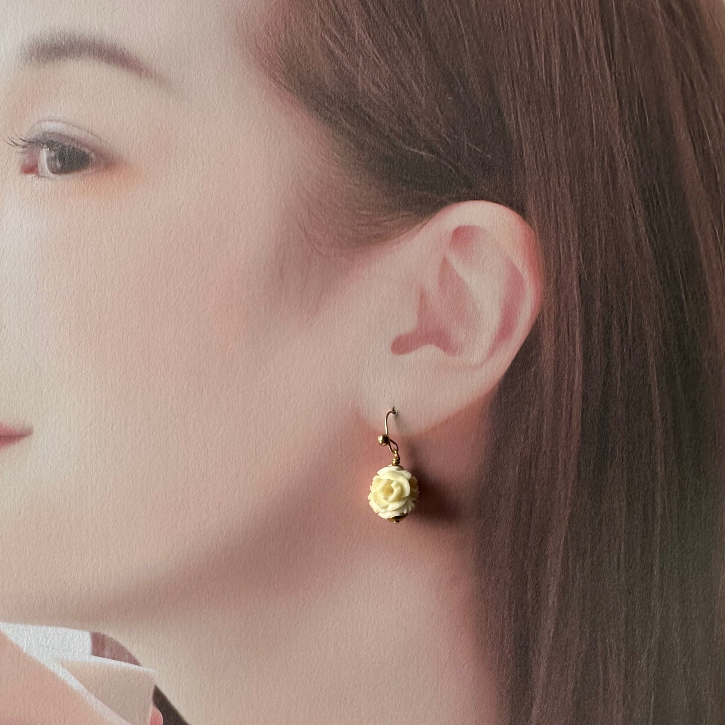 ローズ アンティークパーツ ピアス