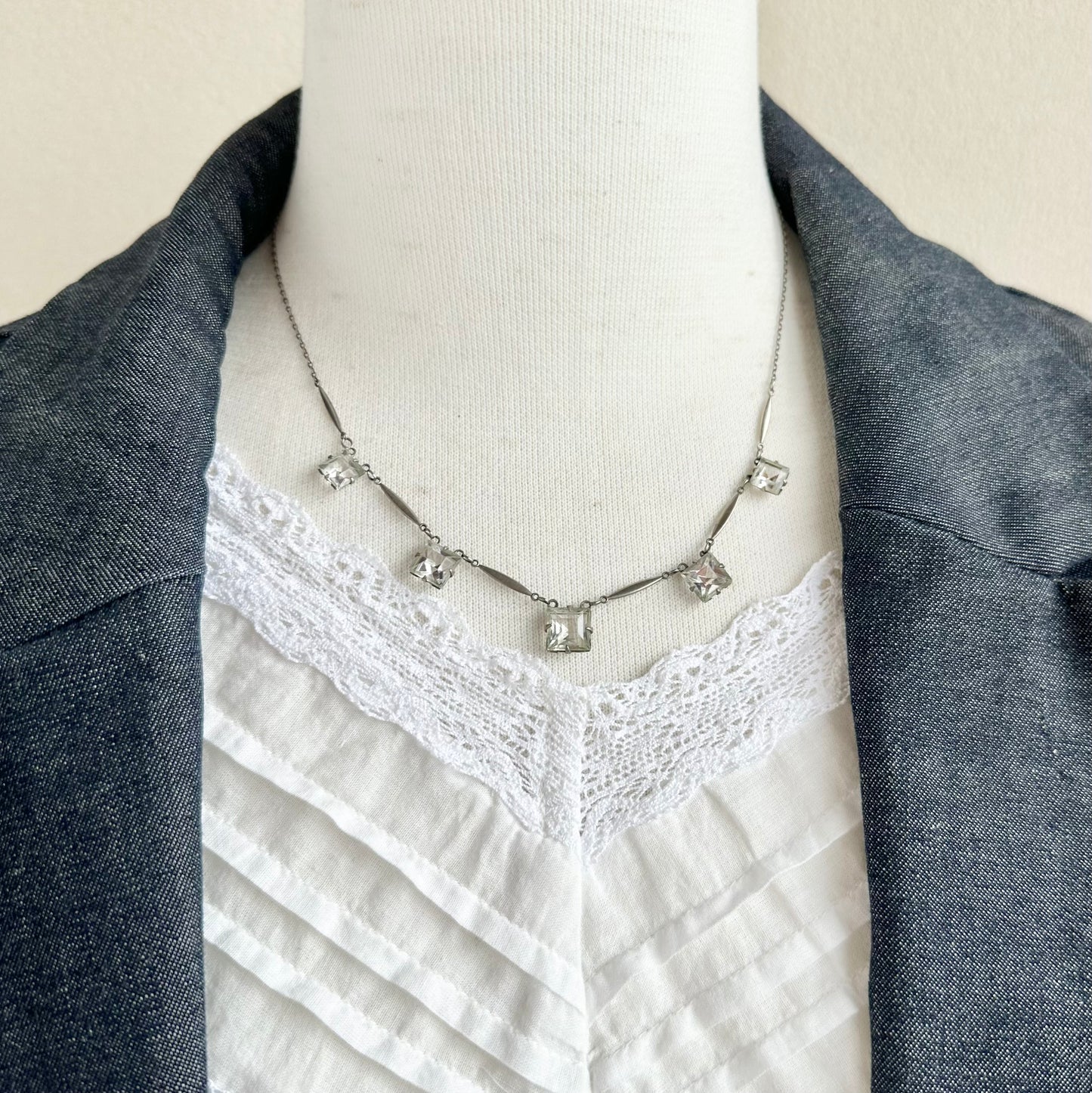 NOVO PLAT クリアグラス アンティークネックレス