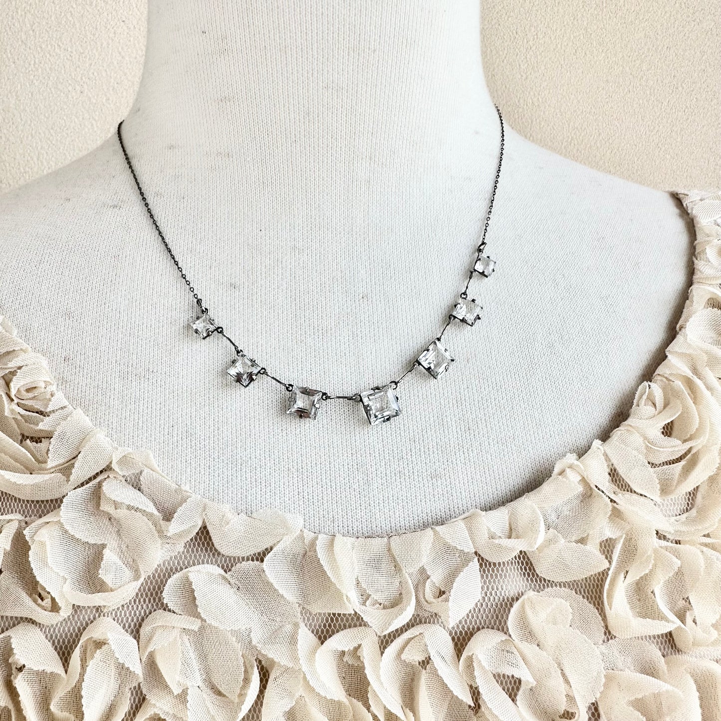 アールデコ クリアグラス ネックレス