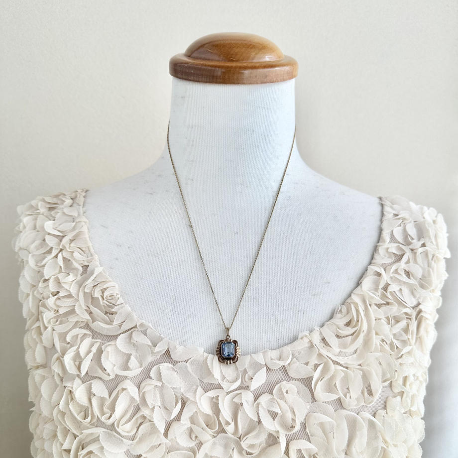 ロールドゴールド ブルーカラーグラス ネックレス