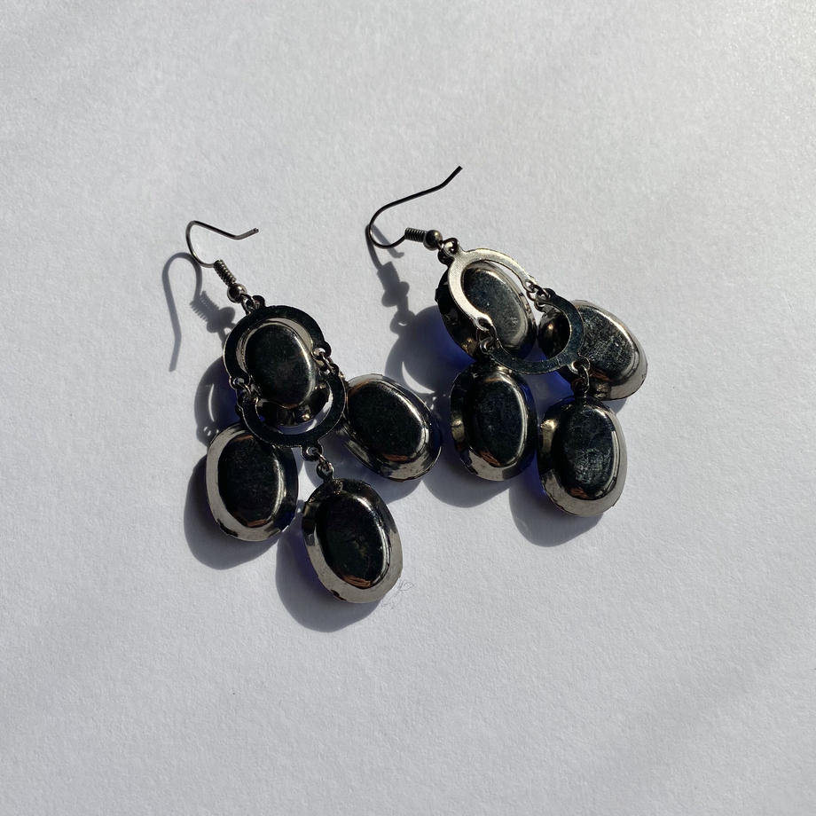 ヴィンテージ ディープブルー ドロップピアス