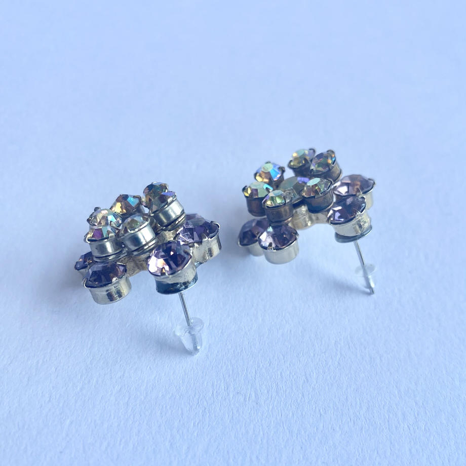 オーロラカラーグラス&パープルカラーグラス リメイク ピアス