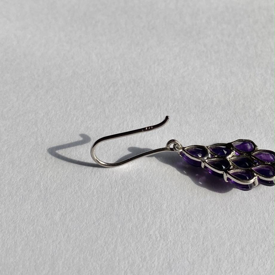 ヴィンテージ アメジスト スターリングシルバー ドロップピアス