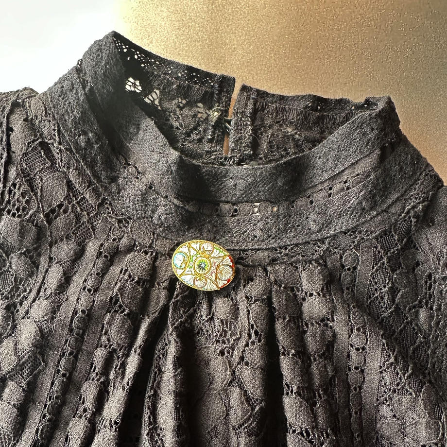 マイクロモザイク パステル オーバルブローチ