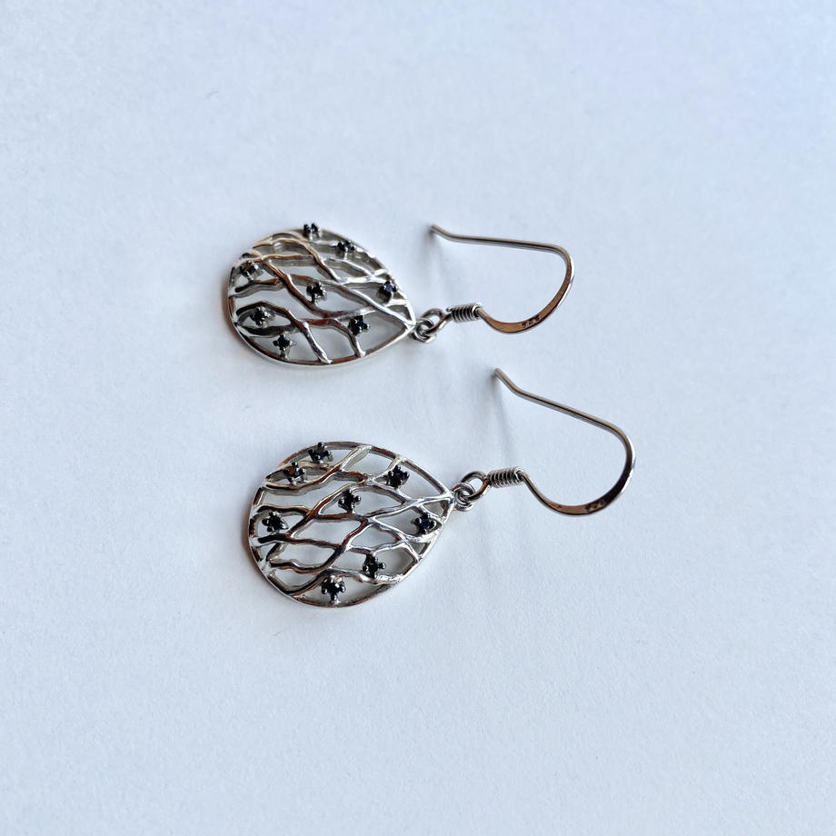 ブラックダイヤモンド スターリングシルバー ピアス