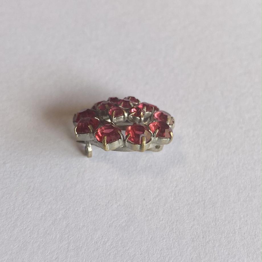 ピンクオレンジ クリアグラス ミニブローチ