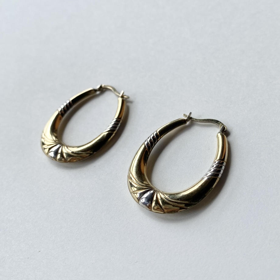シルバー&9ctボンデッドゴールド フープピアス