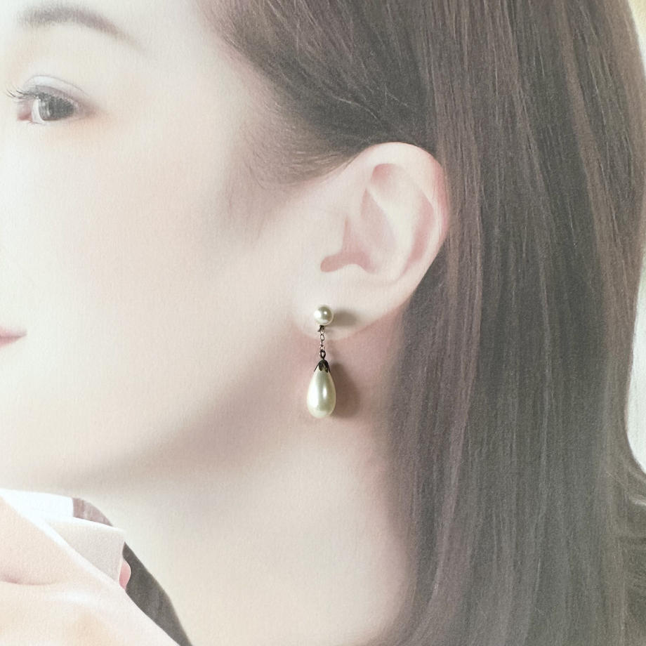 グラスパール ドロップピアス