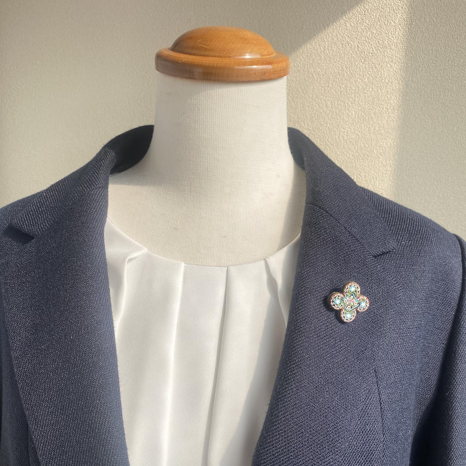 マイクロモザイク フラワー ブローチ