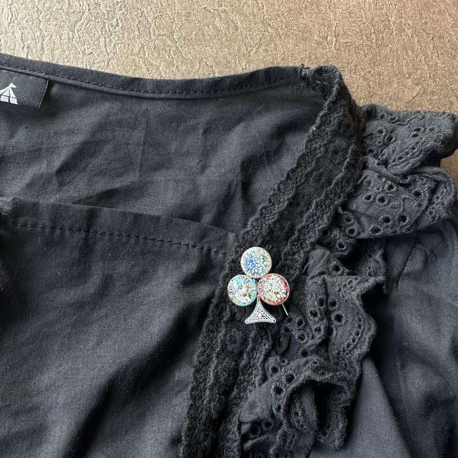 マイクロモザイク ピジョン&シャムロック ブローチ