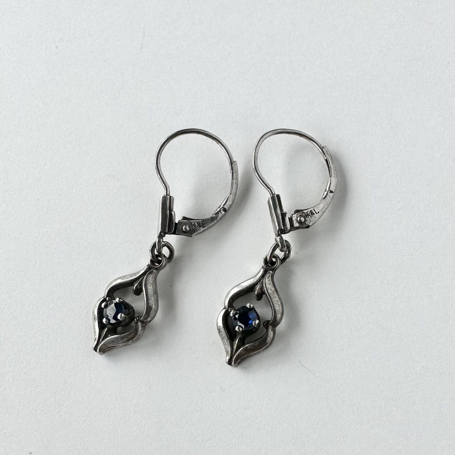 K&L スターリングシルバー&ブルーサファイア ピアス(ソーティングメモ付)