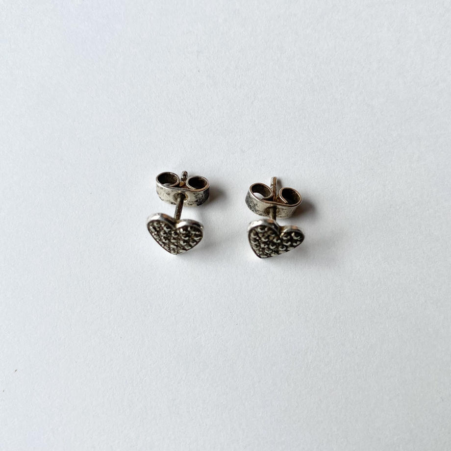 シルバー&マーカサイト ハート ピアス