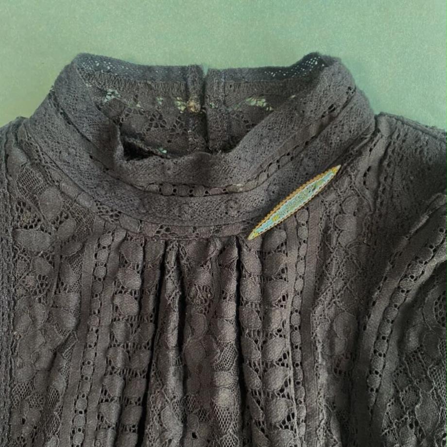 マイクロモザイク 忘れな草 バーブローチ