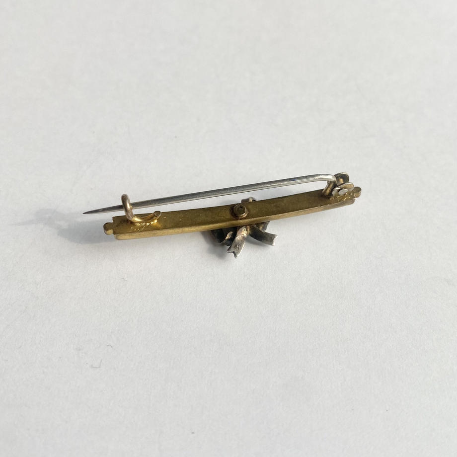 エナメル&シードパール リボンブローチ(ソーティングメモ付)