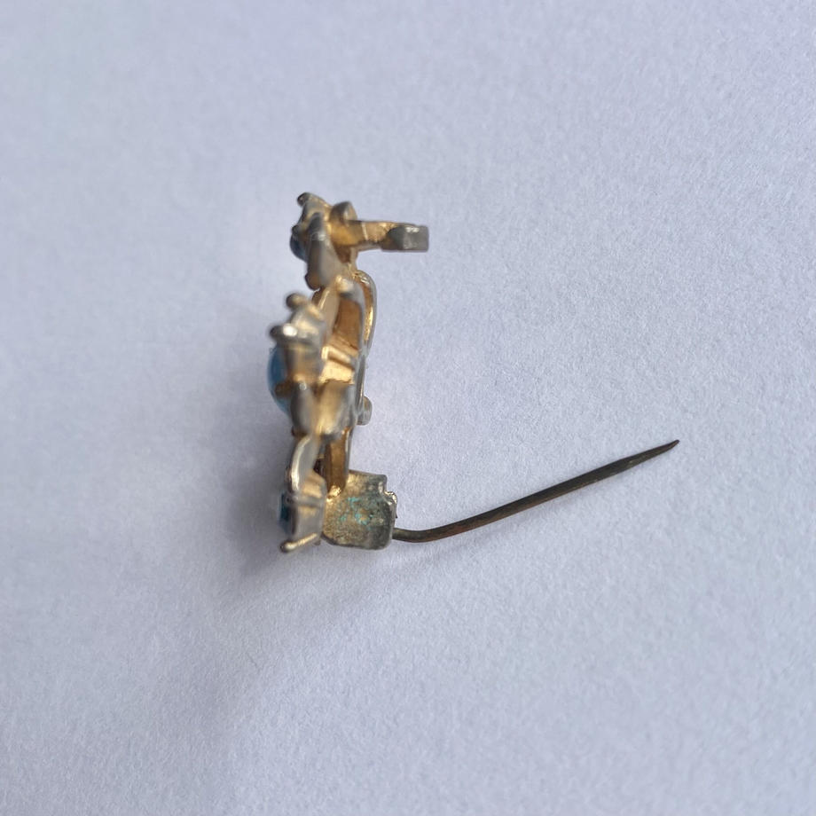 ターコイズ&アクアマリンカラー グラスブローチ