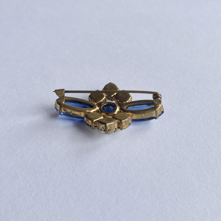 ロイヤルブルー&クリア グラスブローチ