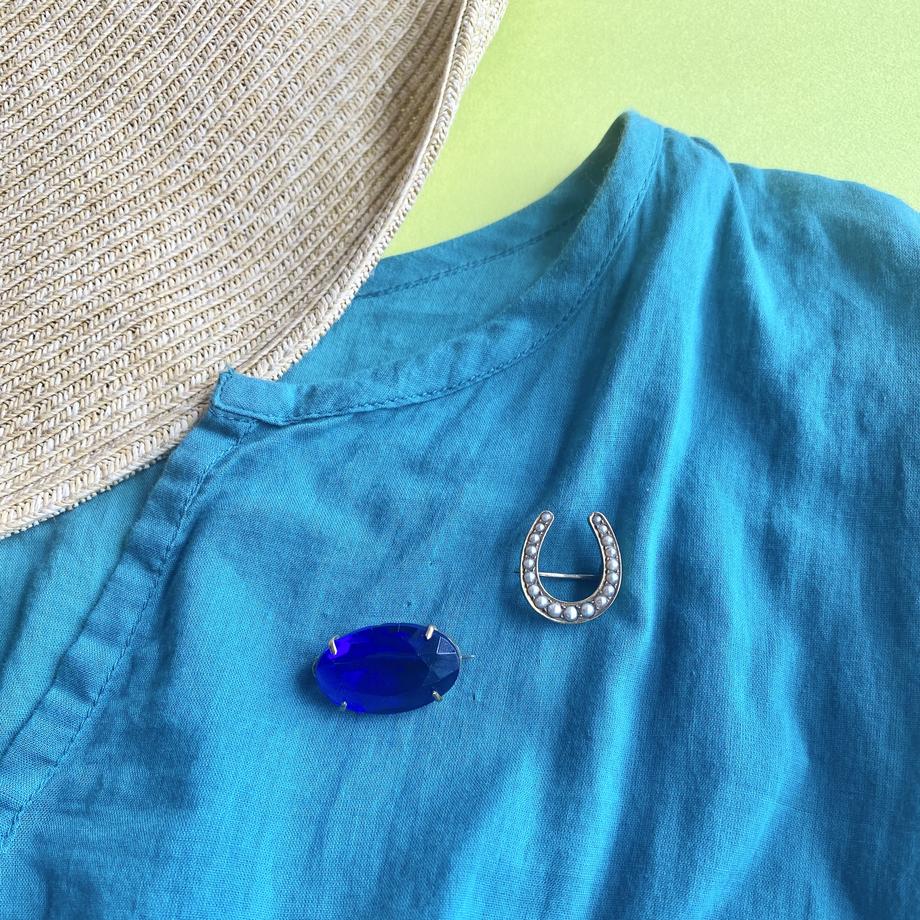 ホースシュー シードパール アンティークブローチ