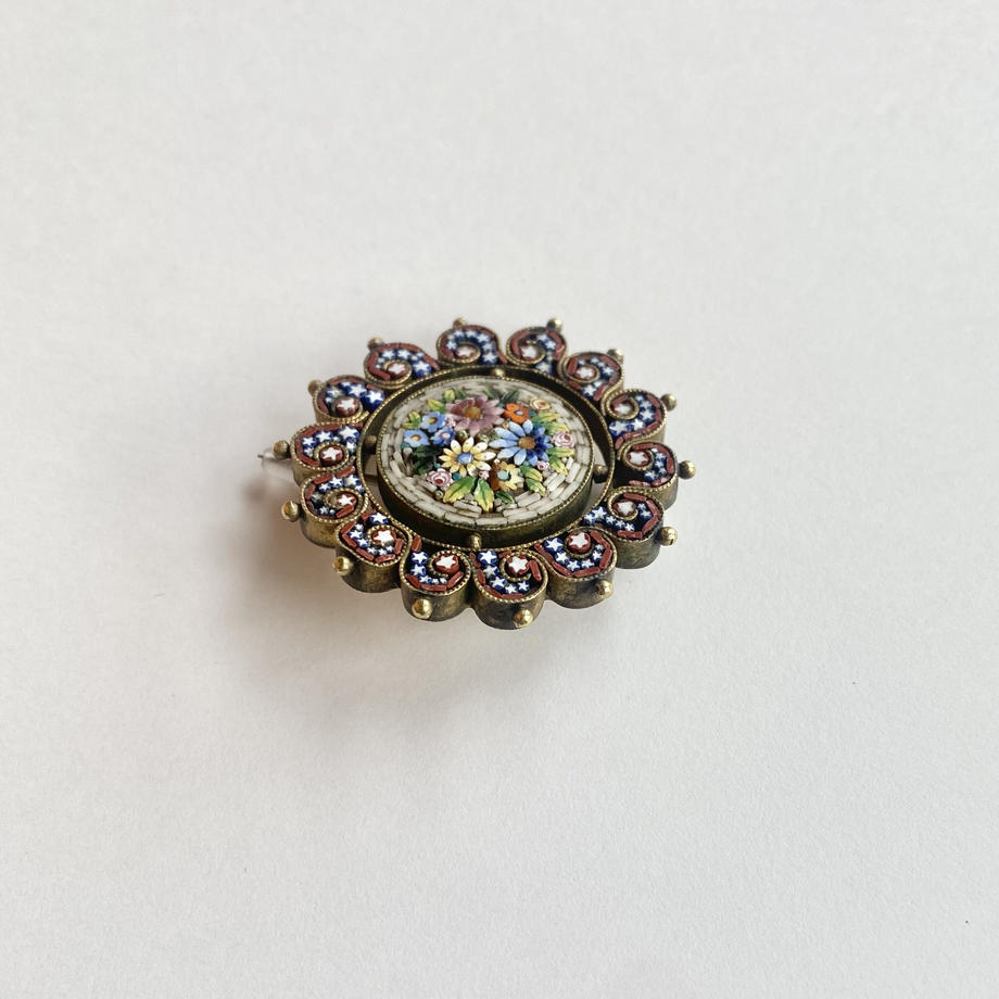 マイクロモザイク マーガレット ブローチ