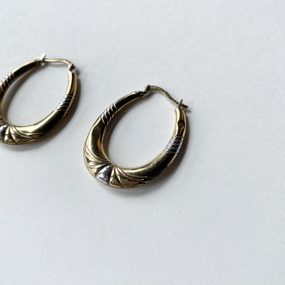 シルバー&9ctボンデッドゴールド フープピアス