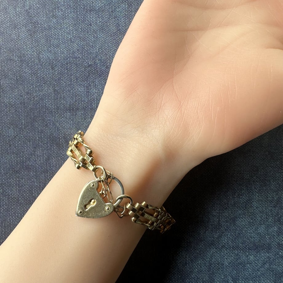 パドロック ゲートチェーン ゴールドプレーテッド ブレスレット