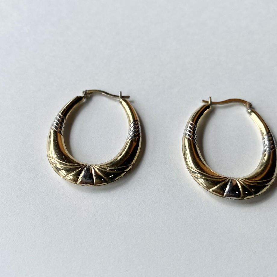 シルバー&9ctボンデッドゴールド フープピアス