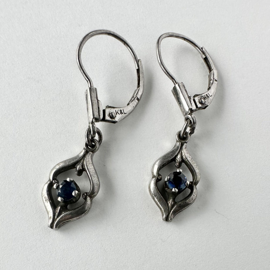 K&L スターリングシルバー&ブルーサファイア ピアス(ソーティングメモ付)