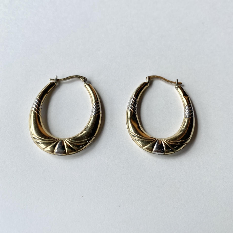 シルバー&9ctボンデッドゴールド フープピアス