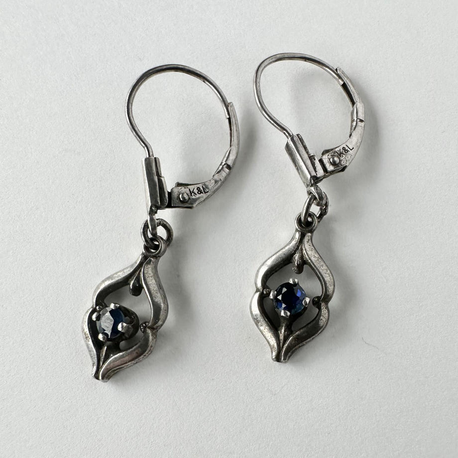 K&L スターリングシルバー&ブルーサファイア ピアス(ソーティングメモ付)