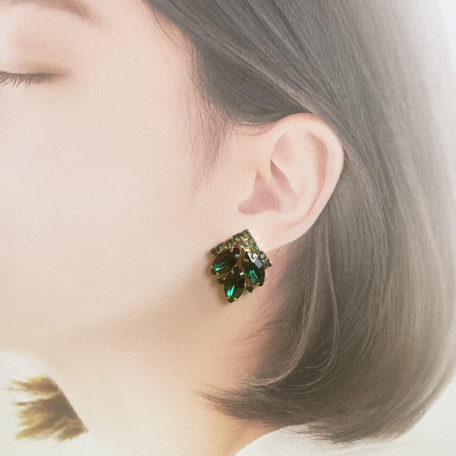 1950's アメリカヴィンテージ グリーングラス リメイク ピアス