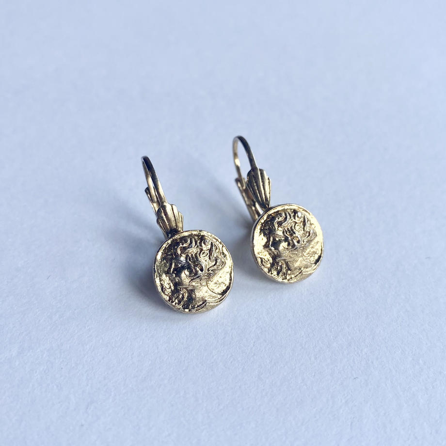 フランスヴィンテージ ゴールドコイン ピアス