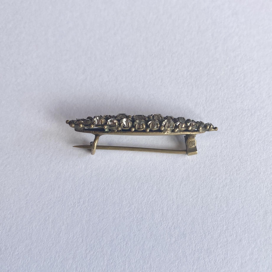 アンティーク マーキス クリアグラスブローチ