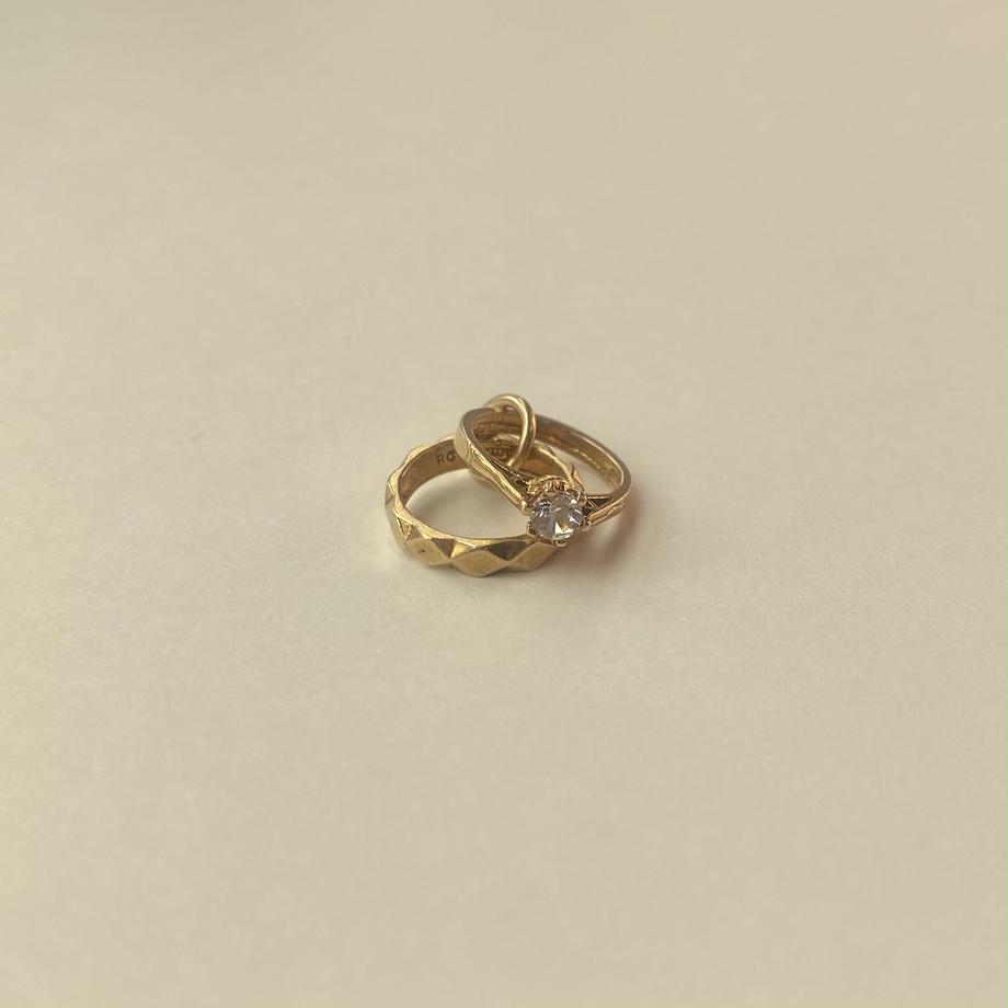 9Kゴールド エンゲージ&ウェディングリング チャーム