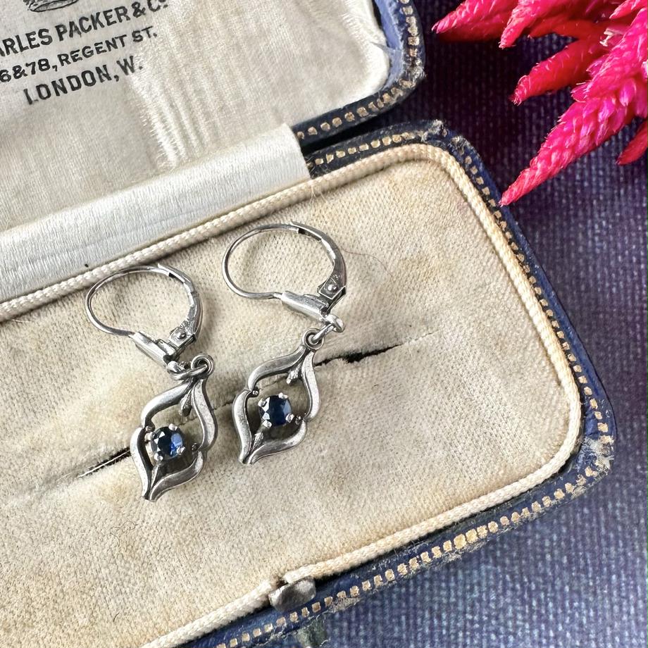 K&L スターリングシルバー&ブルーサファイア ピアス(ソーティングメモ付)