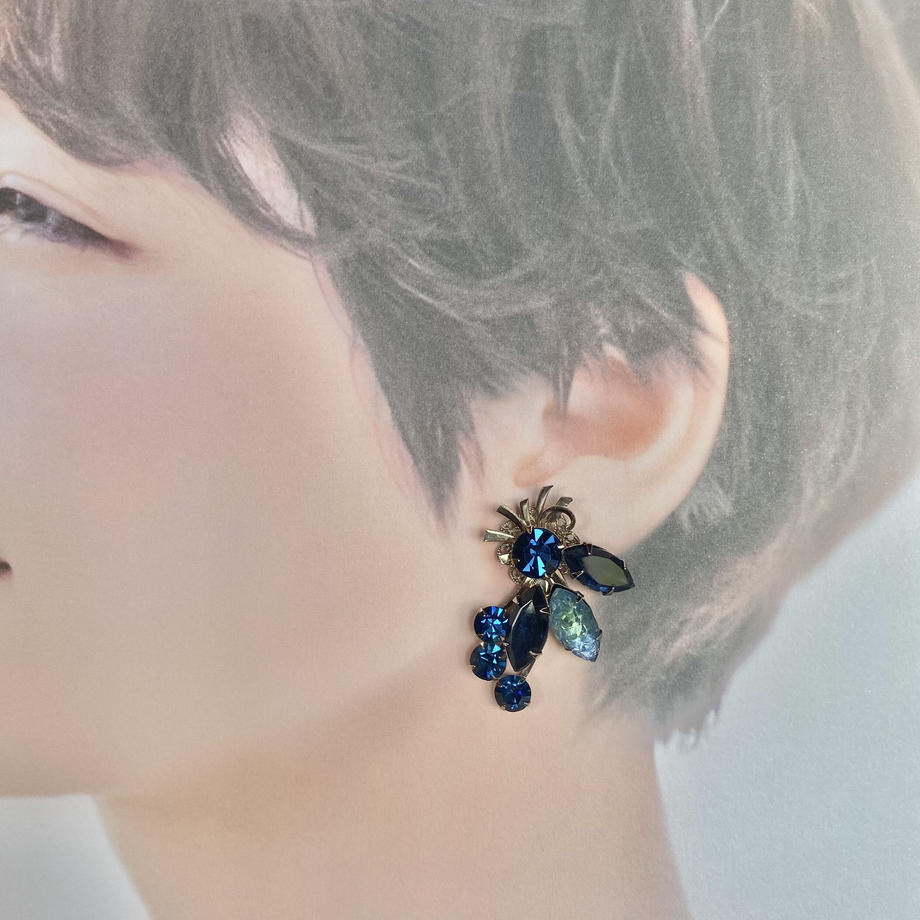 リメイク ブルーカラーグラス ピアス