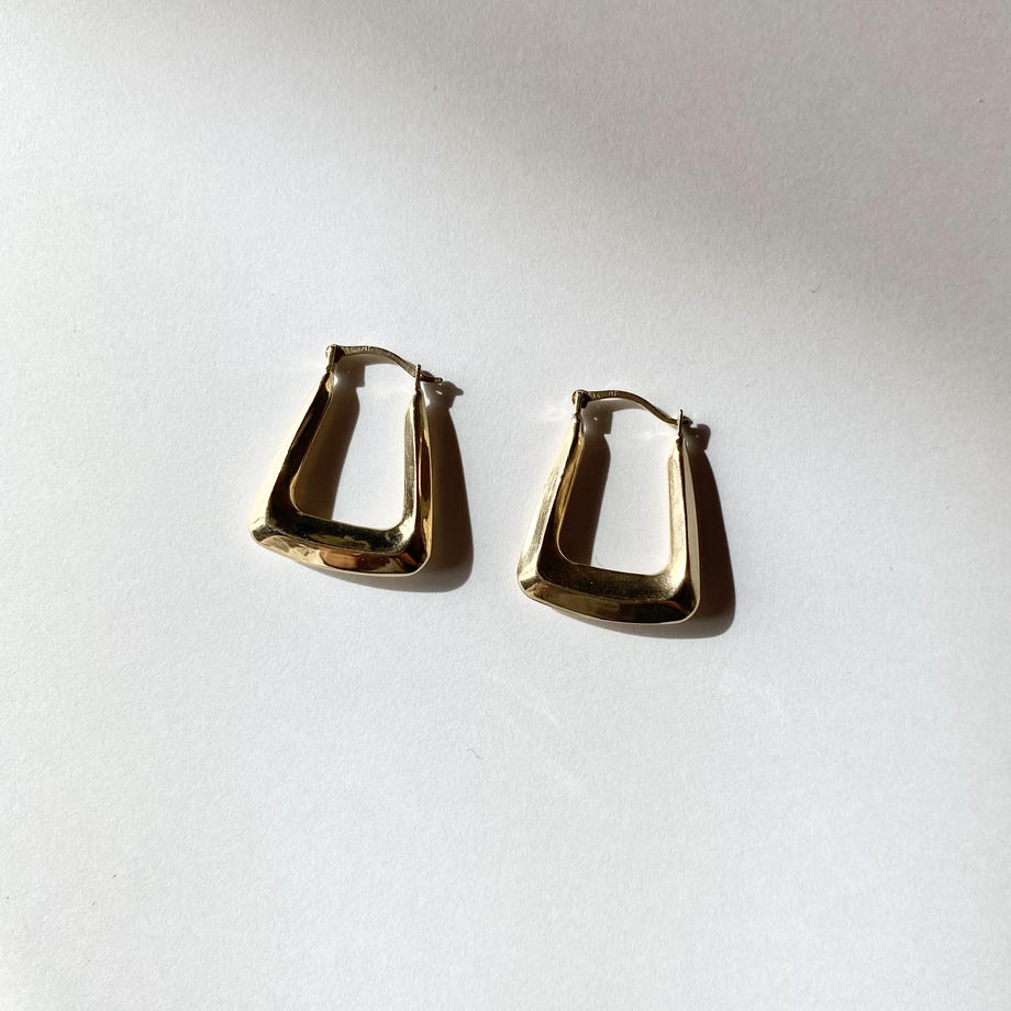 イスラエル 9Kゴールド スクエアピアス